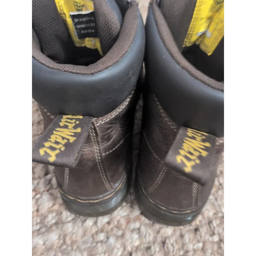 Dr Martens Men's Size 12 Air Wair Industrial Brown Leather Boots Steel Toe Ankle